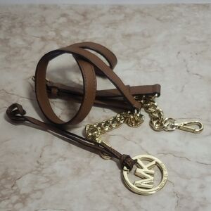 Michael Kors Tan Leather Strap with Gold Accents And Charm